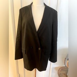 Theory Oversized Boy Blazer in Good Linen Size 12 Black